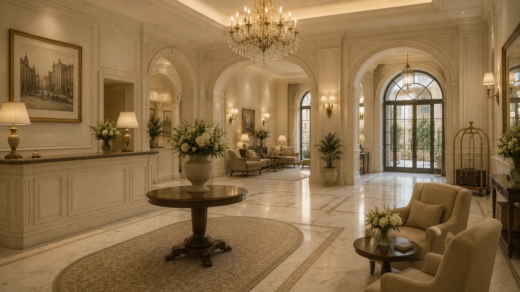 Spokojne wnętrze hotelu z naturalnymi materiałami
